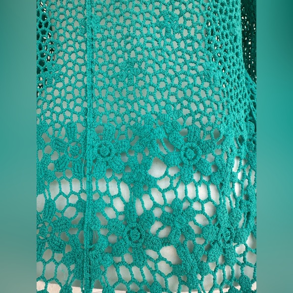 Teal Crochet Knit Top/Coverup - Picture 10 of 15